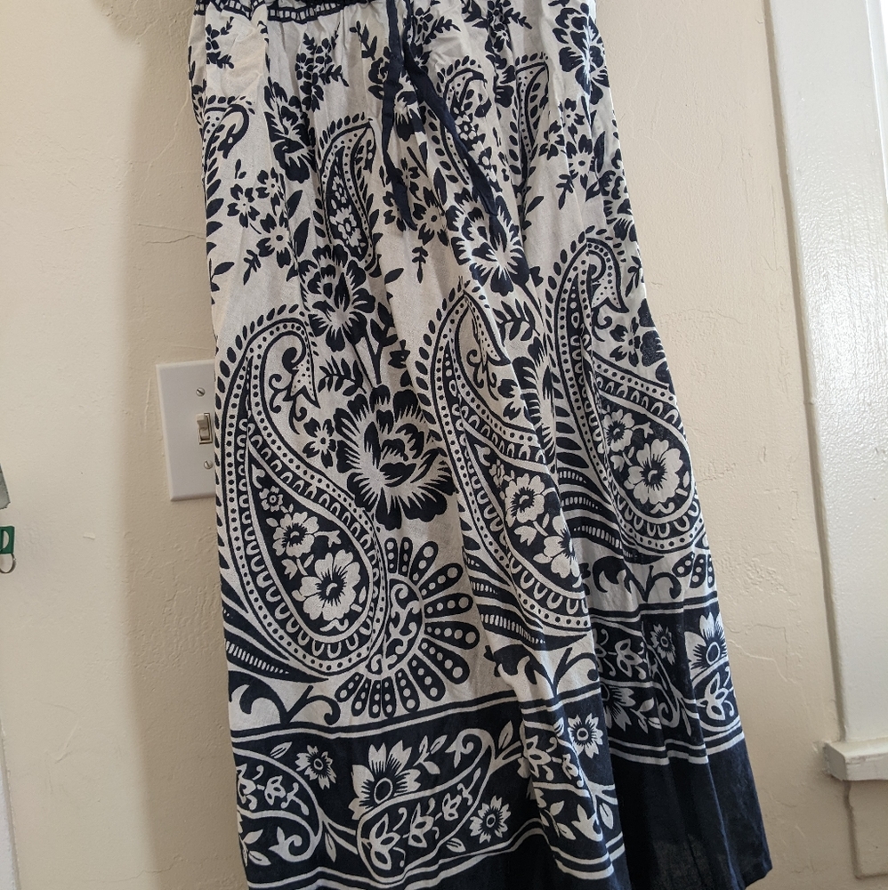 Small Blue and White J Dee Midi Skirt